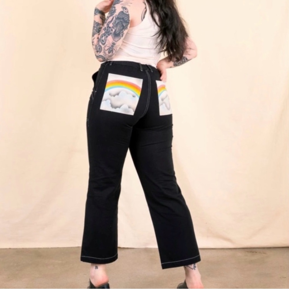 Airbrushed rainbow work pants